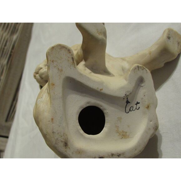 Kitty cat ceramic cream color green eyes vintage figurine - Picture 5 of 6